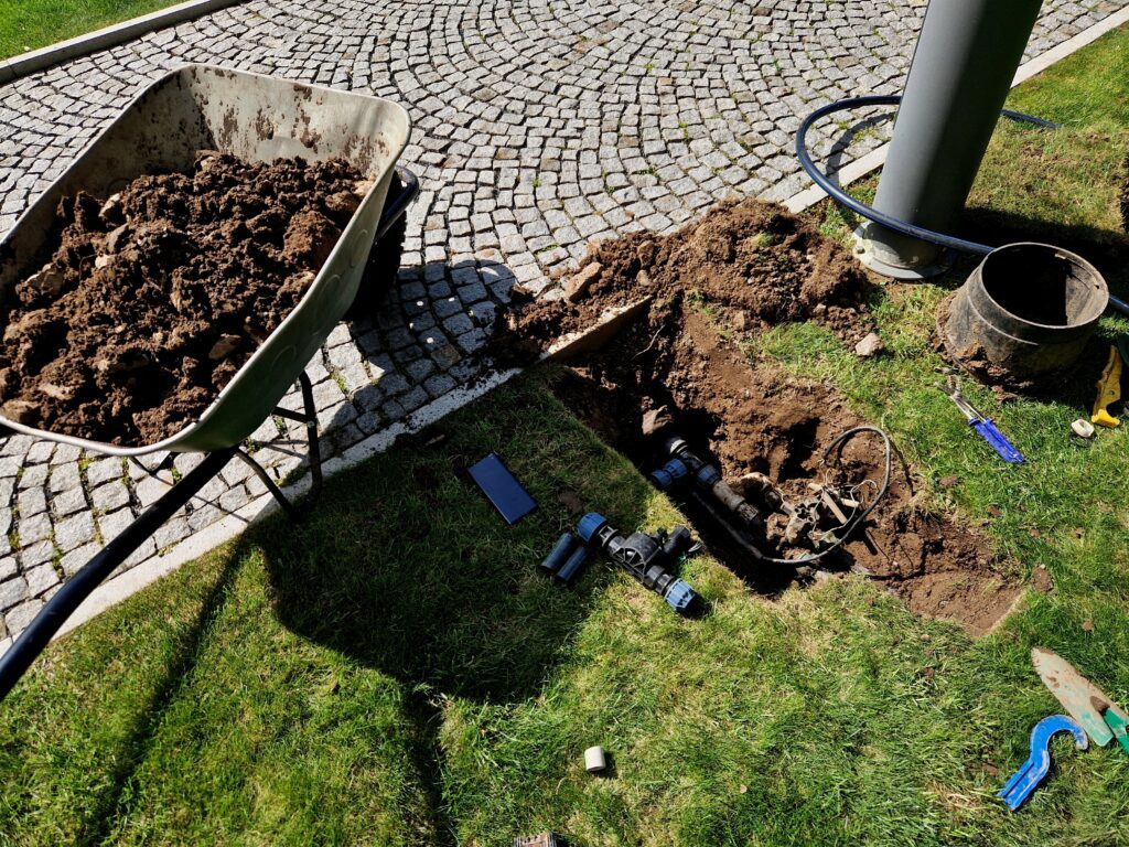 Irrigation line rerouting and modification in Palm City Florida